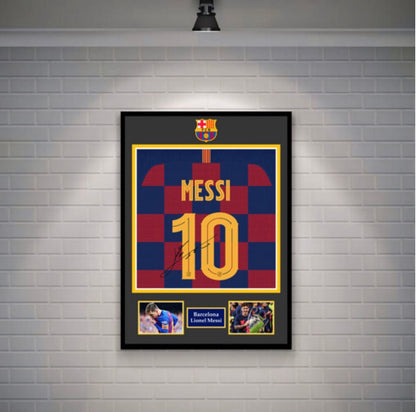 Messi Signed Barcelona Shirt (Poster)