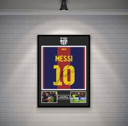 Messi Signed Barcelona Shirt (Poster)