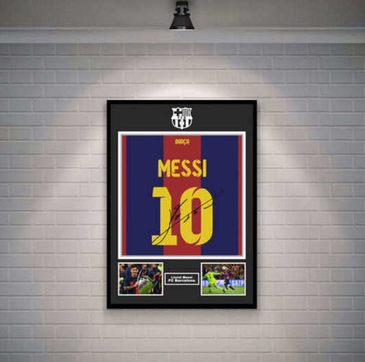 Messi Signed Barcelona Shirt (Poster)