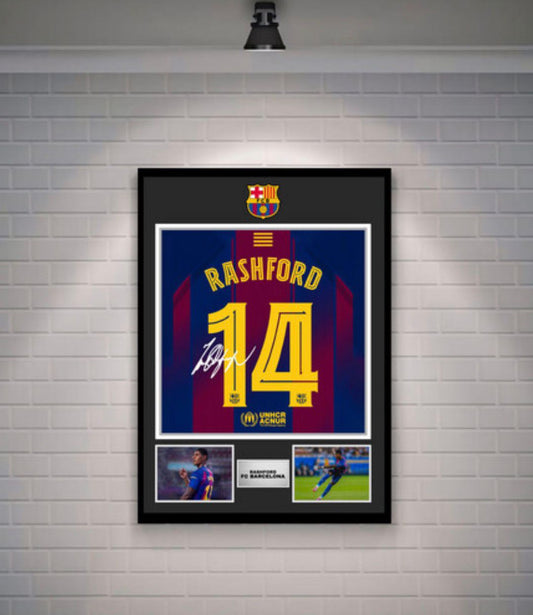 Marcus Rashford Signed Barcelona Shirt (Poster)