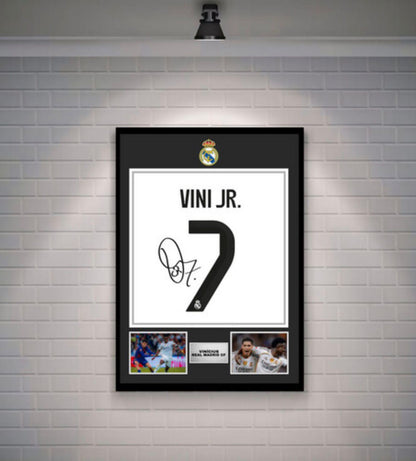 Vini JR. Signed Real Madrid Shirt (Poster)