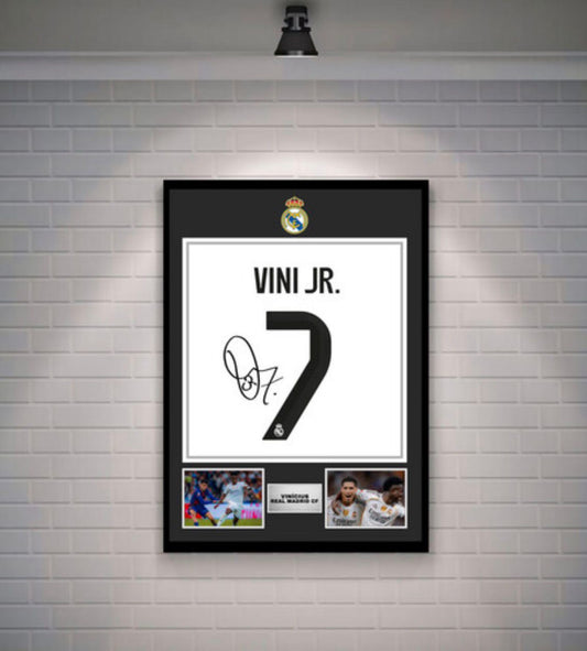 Vini JR. Signed Real Madrid Shirt (Poster)