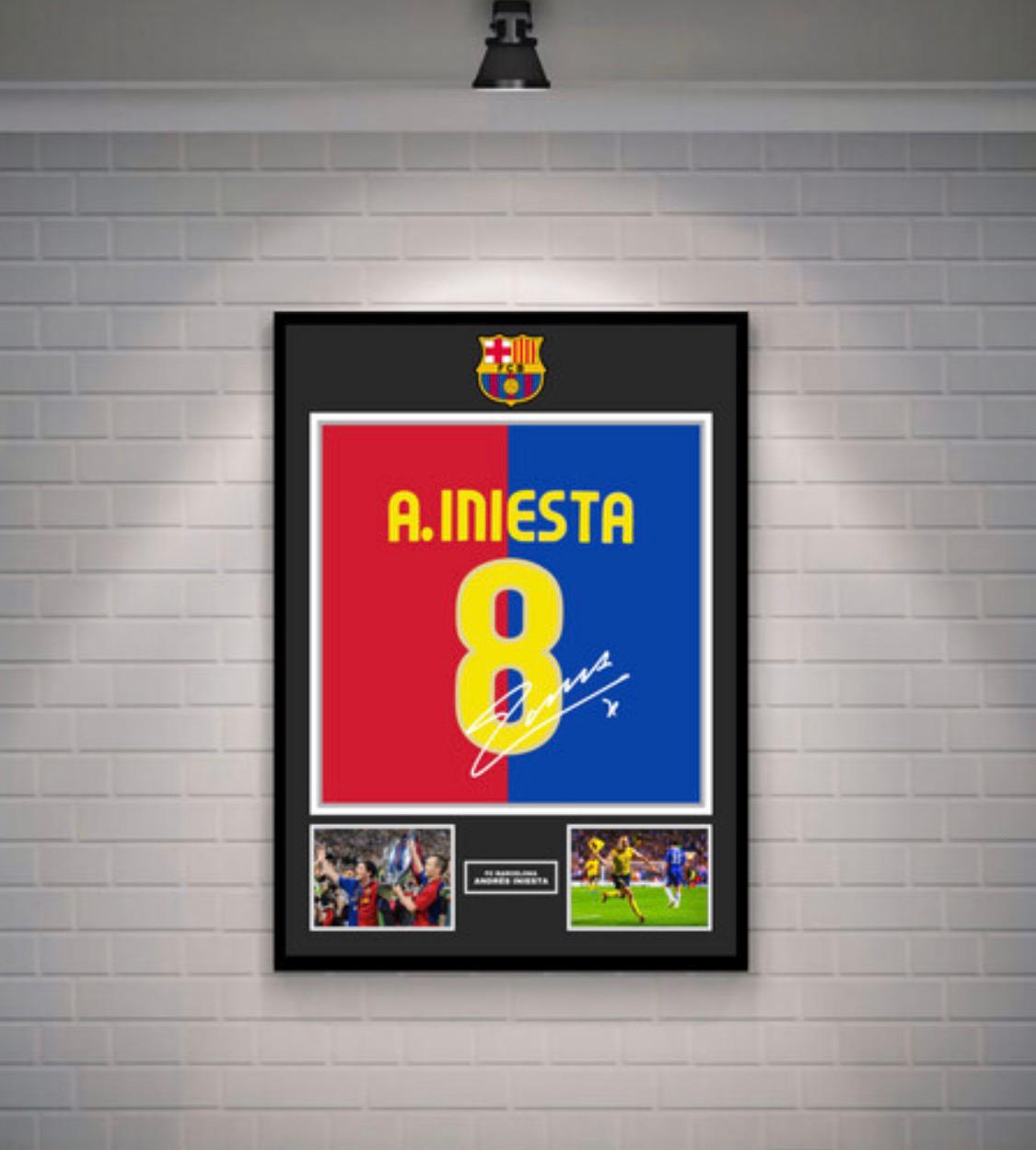 Andrés Iniesta Signed Barcelona Shirt (Poster)