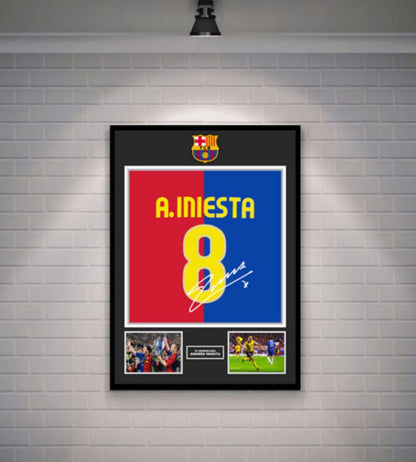 Andrés Iniesta Signed Barcelona Shirt (Poster)
